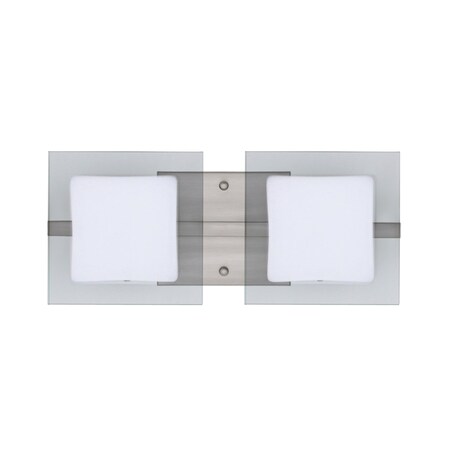 Besa Lighting Alex Vanity, Opal/Clear, Satin Nickel Finish, 2x50W Halogen 2WS-773539-SN